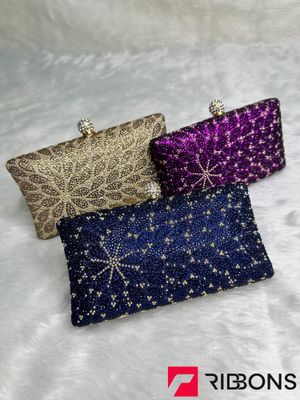 Crystal Diamond Embellished Evening Clutch Bag_img_3