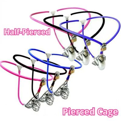 Portable Male Chastity Belt Device&Stopper Invisible Belt with Pierced Cage Bondage Metal Penis Ring Cock Cage Sex Toys for Men_img_0