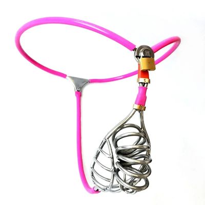 Portable Male Chastity Belt Device&Stopper Invisible Belt with Pierced Cage Bondage Metal Penis Ring Cock Cage Sex Toys for Men_img_9