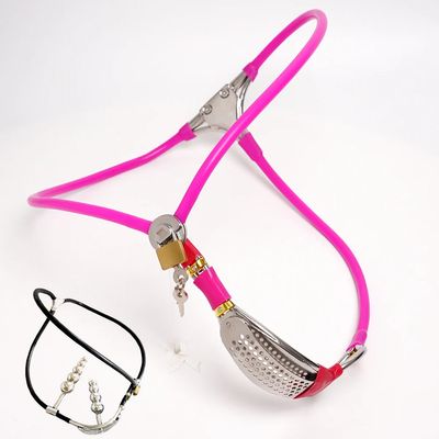 Female Chastity Belt Pant Invisible Stainless Steel Chastity Device Underwear with Lock Vaginal Plug Bondage Sex Toys for Women_img_0