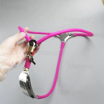 Female Chastity Belt Pant Invisible Stainless Steel Chastity Device Underwear with Lock Vaginal Plug Bondage Sex Toys for Women_img_3