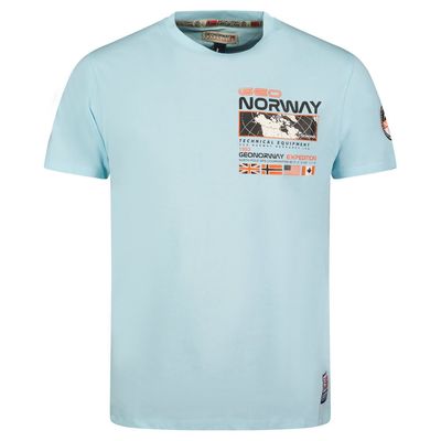 T-Shirt Men Short Sleeve with Sky Blue Flag_img_0