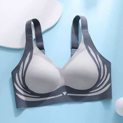 Lifting Anti-Sagging Wireless Push-up Bra V-Neck Underwear Four Rows Of Buckle BraBreathable Adjustable Non-Marking Comfortable_img_3