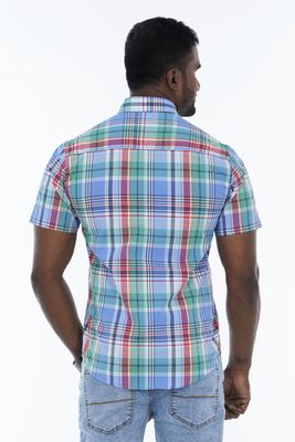 Men’s Slim Fit Half Sleeve Cotton Shirt – Lightweight 105 GSM, Checked Pattern_img_1