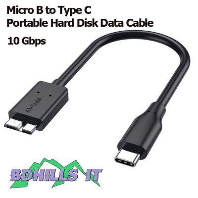 Portable HDD Data Cable 10 GBPS ThunderBolt Cable Micro B to Type C_img_0