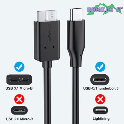 Portable HDD Data Cable 10 GBPS ThunderBolt Cable Micro B to Type C_img_2