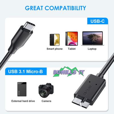 Portable HDD Data Cable 10 GBPS ThunderBolt Cable Micro B to Type C_img_4