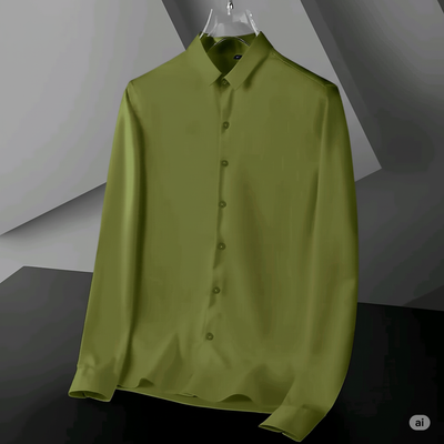 Micro stitch shirt- Olive green (Premium)_img_2