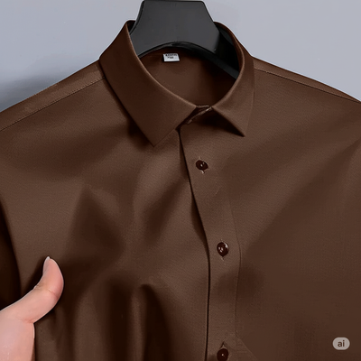 Micro stitch shirt- Dark brown (Premium)_img_1