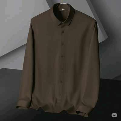 Micro stitch shirt- Dark brown (Premium)_img_2