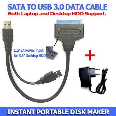 Sata to USB Data Cable USB 3.0 - Supports both Desktop and Laptop HDD 2.5 and 3.5 inch with extra 12v power port_img_1