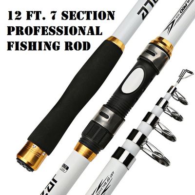 High-Performance 3.6m/12ft Premium Fishing Rod with Glossy White Finish - Carbon and Glass Fiber Build_img_0