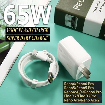 Smart Charger Bundle: 65W Super Dart and Super Vooc Flash Adapter with Type C Cable (White) for Realme Oppo_img_0