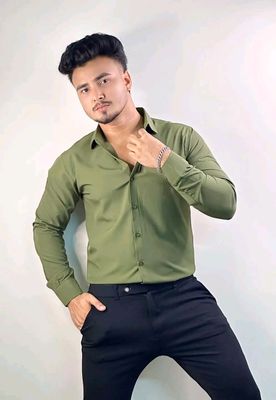 Micro stitch shirt- Olive green (Premium)_img_3