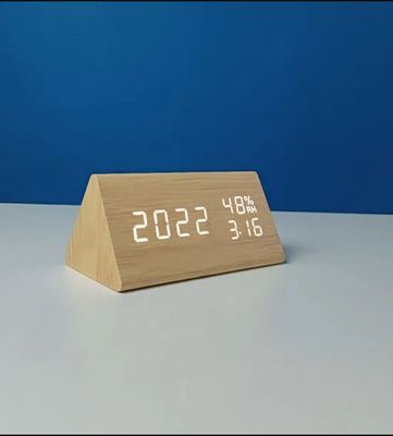 Triangle Wooden Style Digital Led Clock_img_1