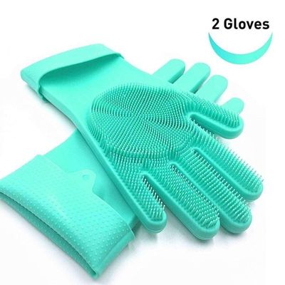 Silicone Dish washing Kitchen Hand Safety Gloves - Multicolor 2 Piece Set - Hand Gloves_img_0