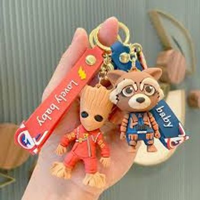 Disney Marvel Groot Keychains Racoon Rocket Superhero Cosplay Groot Anime Keyring Car Key Chain Kids Gift_img_0