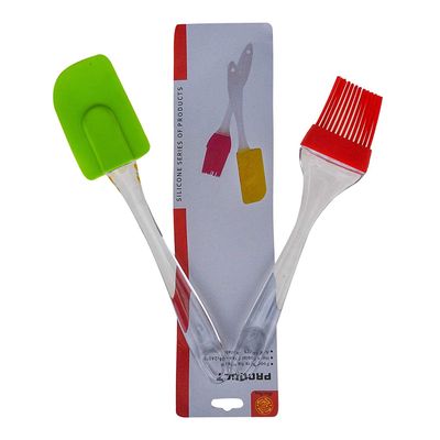 Silicone Spatula and Pastry Brush Set Special for Cake Mixer, Cooking, Baking, Glazing - Set of 1 (Multicolor)_img_1