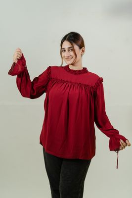 Elegant Red Ruffled Top_img_3