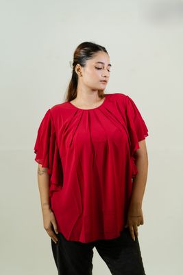 Stylish Red Pleated Top_img_1