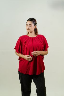 Stylish Red Pleated Top_img_2