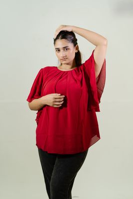 Stylish Red Pleated Top_img_3