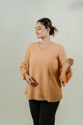 Soft Peach Bell Sleeve Top_img_1
