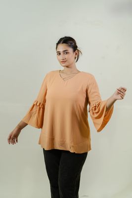 Soft Peach Bell Sleeve Top_img_2