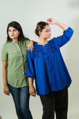 Chic Olive Green Buttoned Shirt_img_3
