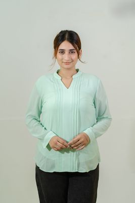 Refreshing Mint Green Pleated Shirt_img_1