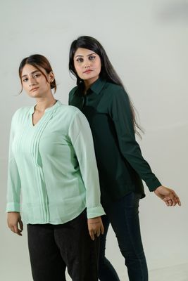 Refreshing Mint Green Pleated Shirt_img_5