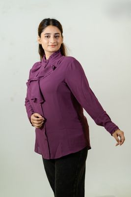 Elegant Purple Ruffled Shirt_img_2