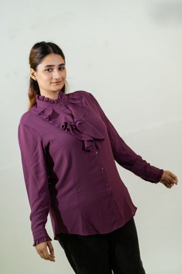 Elegant Purple Ruffled Shirt_img_3