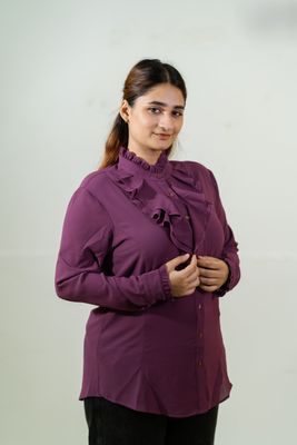 Elegant Purple Ruffled Shirt_img_4