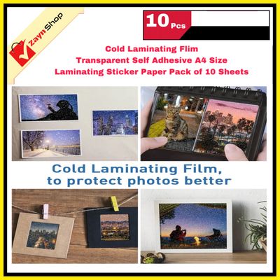 Cold Laminating Flim Transparent Self Adhesive A4 Size Laminating Sticker Paper Pack of 10 Sheets_img_1