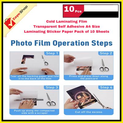 Cold Laminating Flim Transparent Self Adhesive A4 Size Laminating Sticker Paper Pack of 10 Sheets_img_3