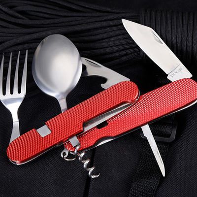 6 in 1 Camping Picnic Folding Spoon Tableware Outdoor Survival Cooking Tool_img_2