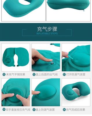 Pressing inflatable Neck Pillow Push Button Pillow Travel Pillow_img_11