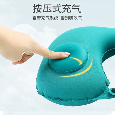 Pressing inflatable Neck Pillow Push Button Pillow Travel Pillow_img_12