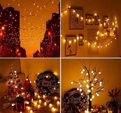 Decorative Moroccan 20 Golden Metal Balls LED Globe String Lights, Snow Ball Home Decoration_img_1