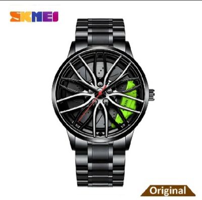 Waterproof Stainless Steel Quartz Car Wheel Rim Hub Design Men's Wrist Watch_img_4