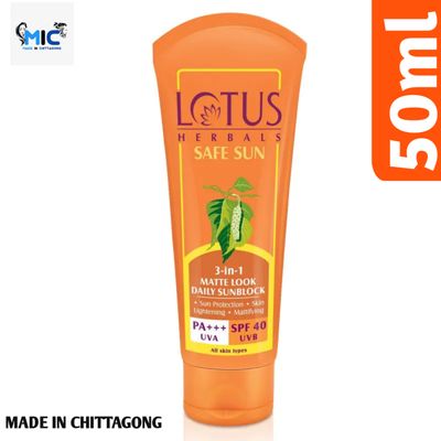 Lotus Herbals Safe Sun 3 In 1 Matte Look Daily Sunblock Lotion SPF 40 (50ml)_img_0