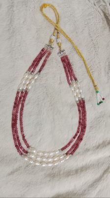 Pearl & Stone combination 3 Layer necklace_img_1