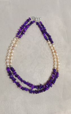 Pearl & stone combination 2 layer necklace_img_1