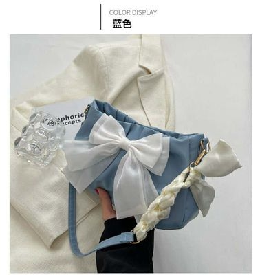 Niche bag women's small bag 👜New styel white pleated Colud bow_img_2