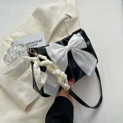 Niche bag women's small bag 👜New styel white pleated Colud bow_img_4