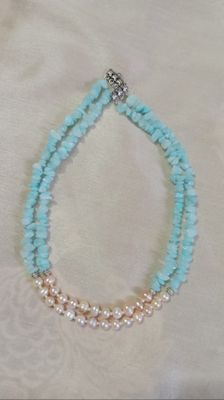 Pearl & coral stone combination neckpiece_img_0