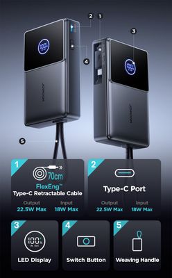 JOYROOM JR-PR1 10000mAh 22.5W Retractable Power Bank_img_1