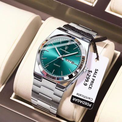POEDAGAR 930 Men's New Luxury Luminous Date Week Stainless Steel Quartz Watch For Men_img_4