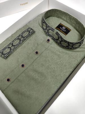 Emerald Elegance embroidery Panjabi_img_1